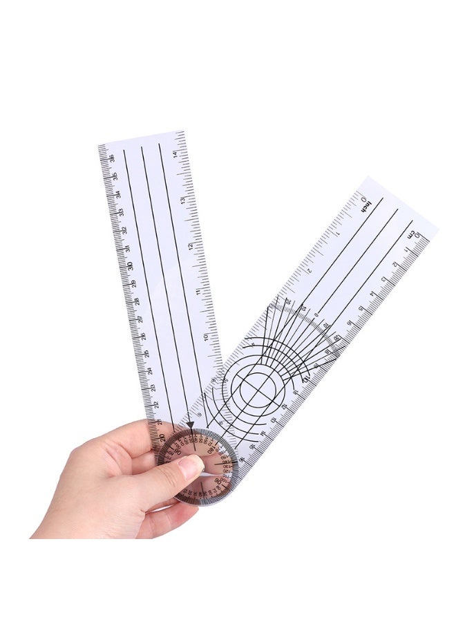 360 Degree Clear Plastic Goniometer 7 Inch Arms Folding Ruler - Image 2